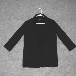 J Crew Cardigan Womens XXS Black Waffle Knit Open Front Office Lightweight